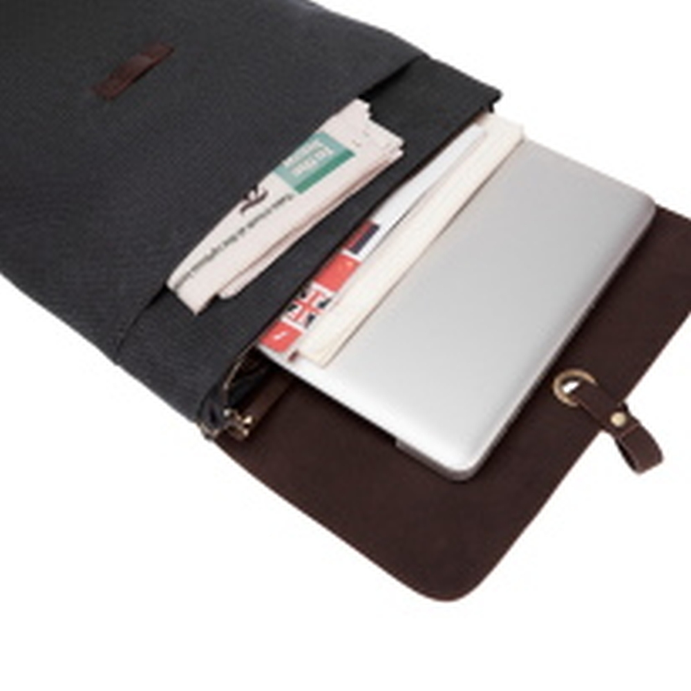 Рюкзак Dr.Koffer из канваса и натуральной кожи черный