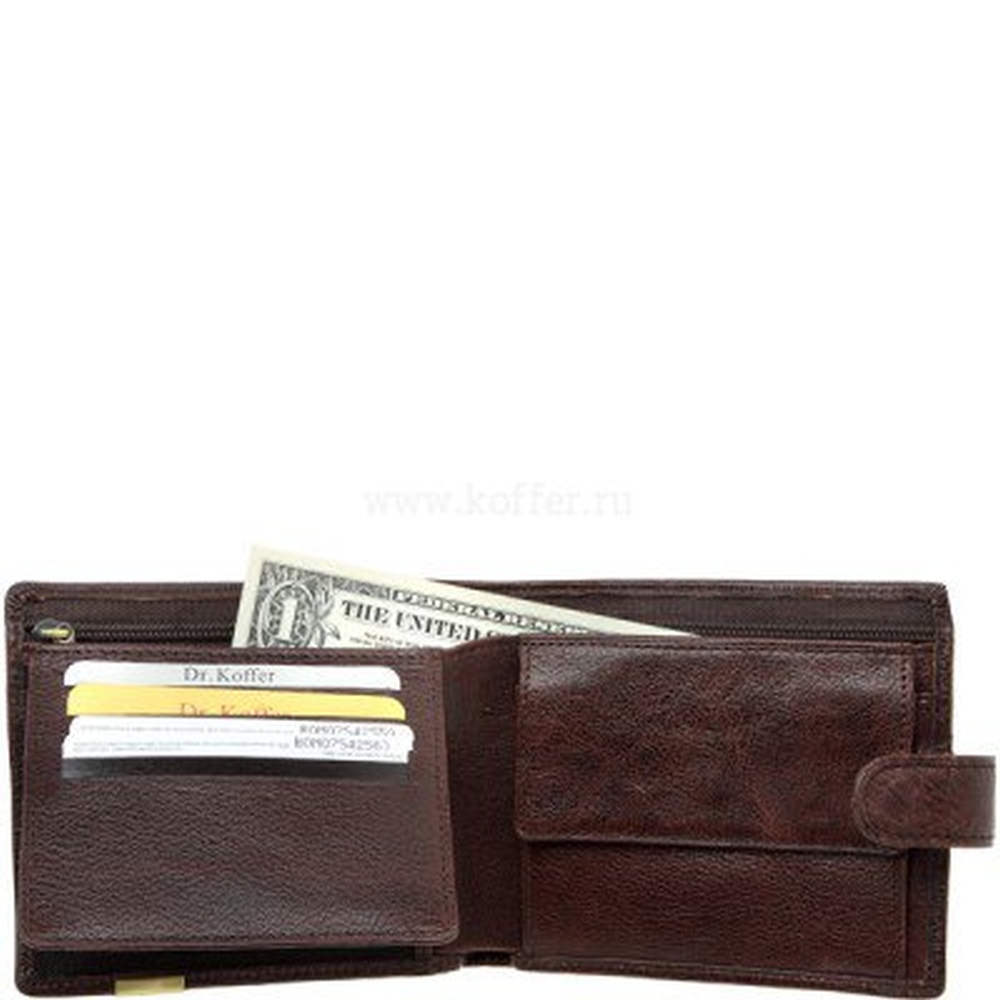 Портмоне Dr.Koffer из натуральной кожи коричневое