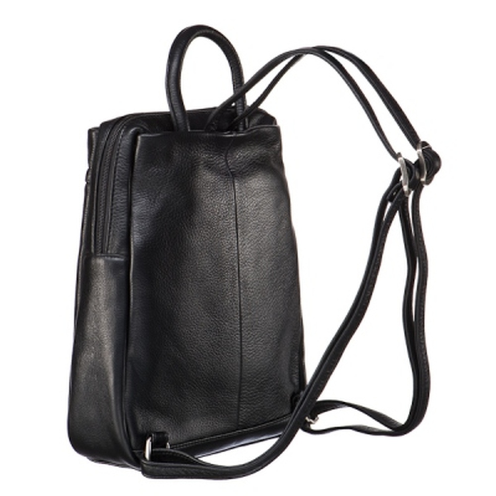 Женская кожаная сумка-рюкзак черного цвета с ручкой-петелькой Dr.Koffer B402383-01-04