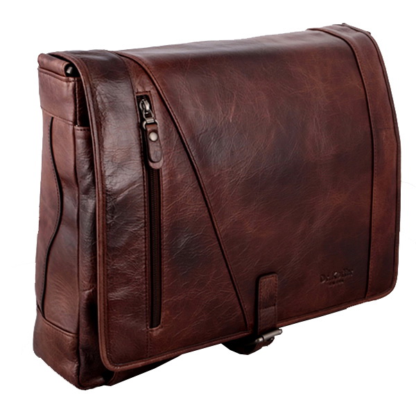 Темно-коричневая мужская сумка из кожи с принтом Dr.Koffer M402438-106-09