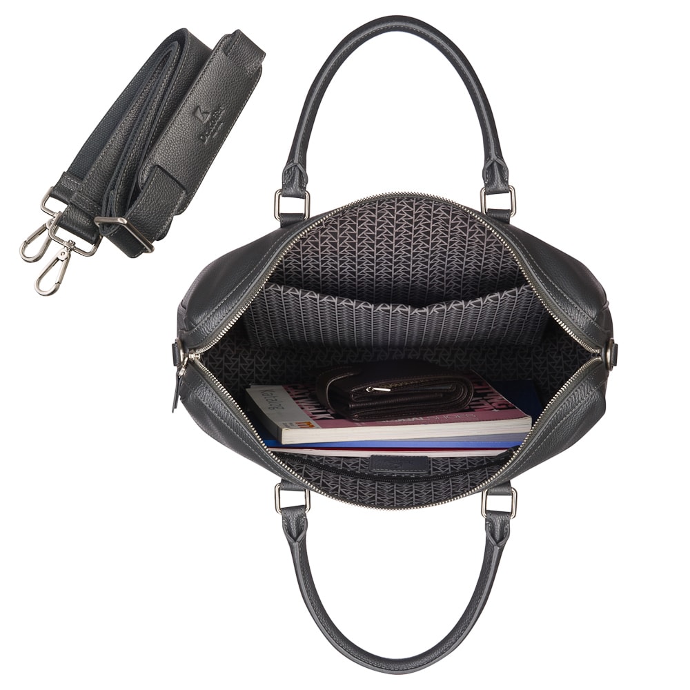 Деловая сумка Dr.Koffer из натуральной кожи серая