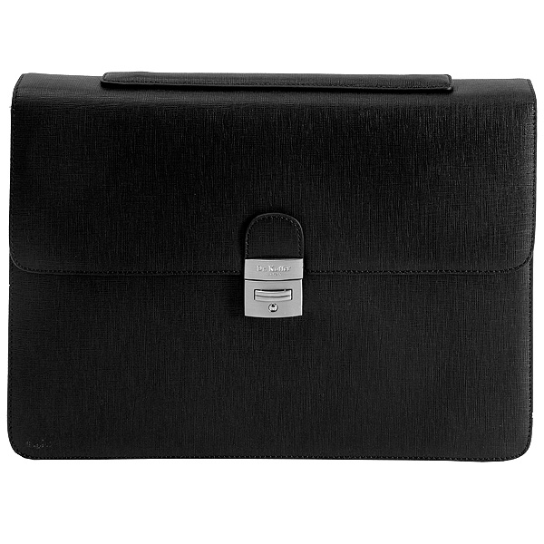 Вместительный портфель-папка в стиле хай-тек (черного цвета) Dr.Koffer M402142-72-04