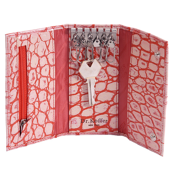 Ключница Dr.Koffer из натуральной кожи розовая