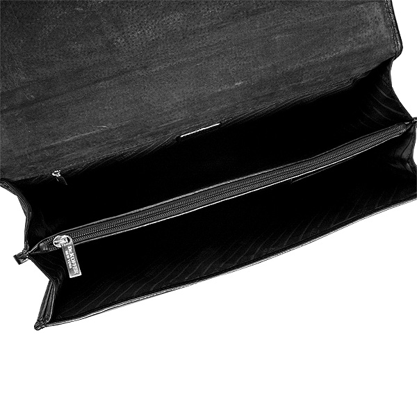 Классический кожаный портфель с декоративной строчкой (черного цвета) Dr.Koffer P402104-01-04