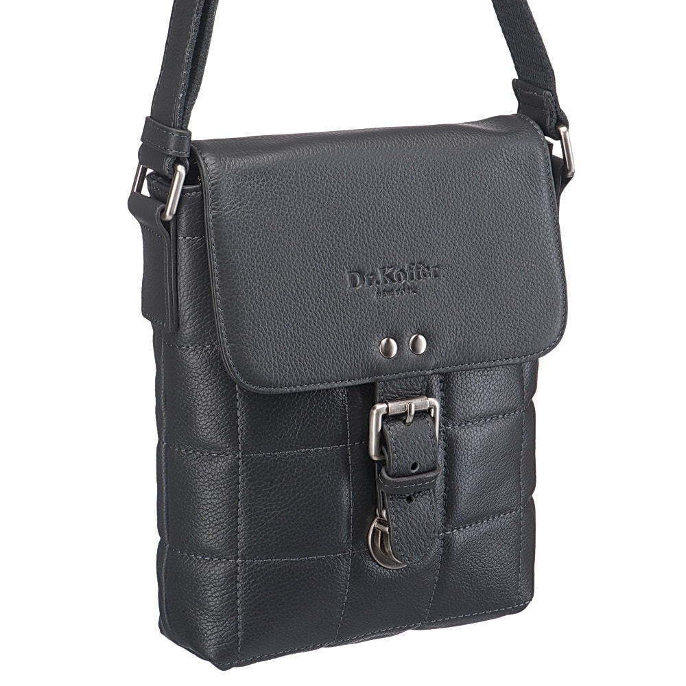 Сумка через плечо Dr.Koffer из натуральной кожи серая