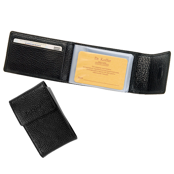 Визитница Dr.Koffer из натуральной кожи черная