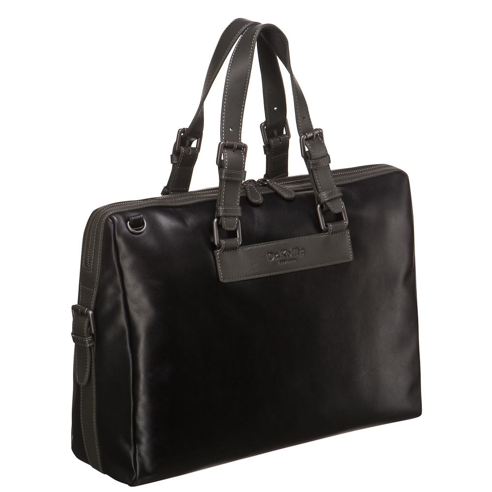 Деловая сумка Dr.Koffer из натуральной кожи черная