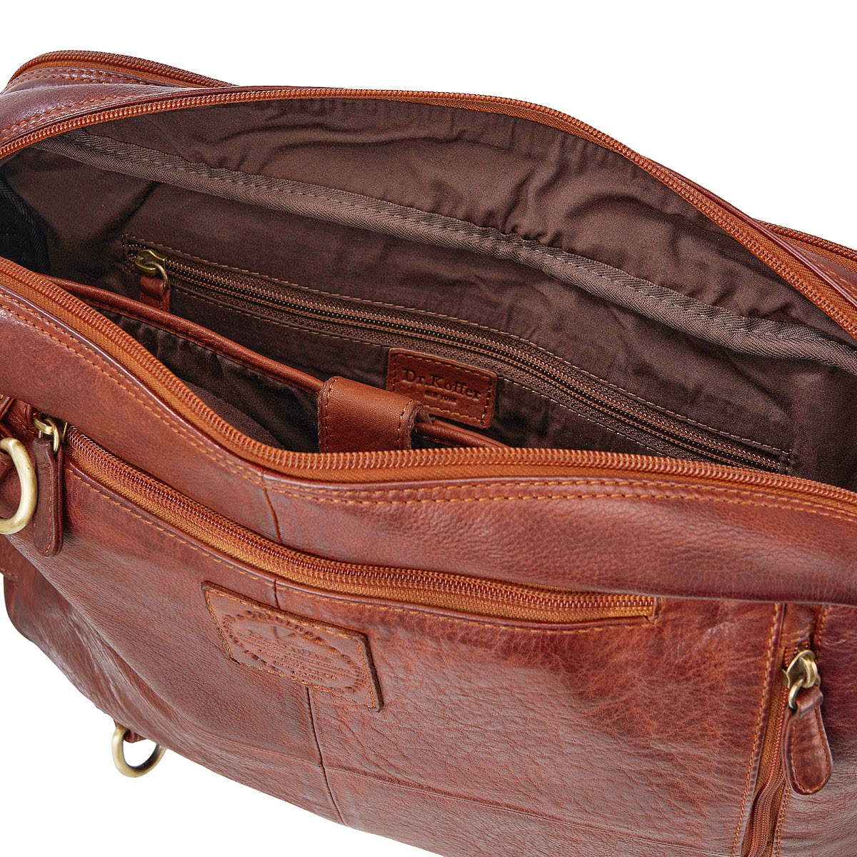 Деловая сумка Dr.Koffer из натуральной кожи коричневая