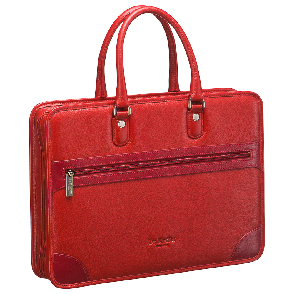 Деловая сумка Dr.Koffer из натуральной кожи красная