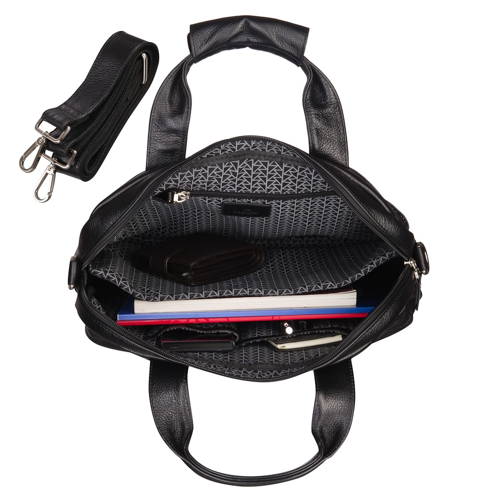 Черная кожаная сумка для документов Dr.Koffer P402583-220-04