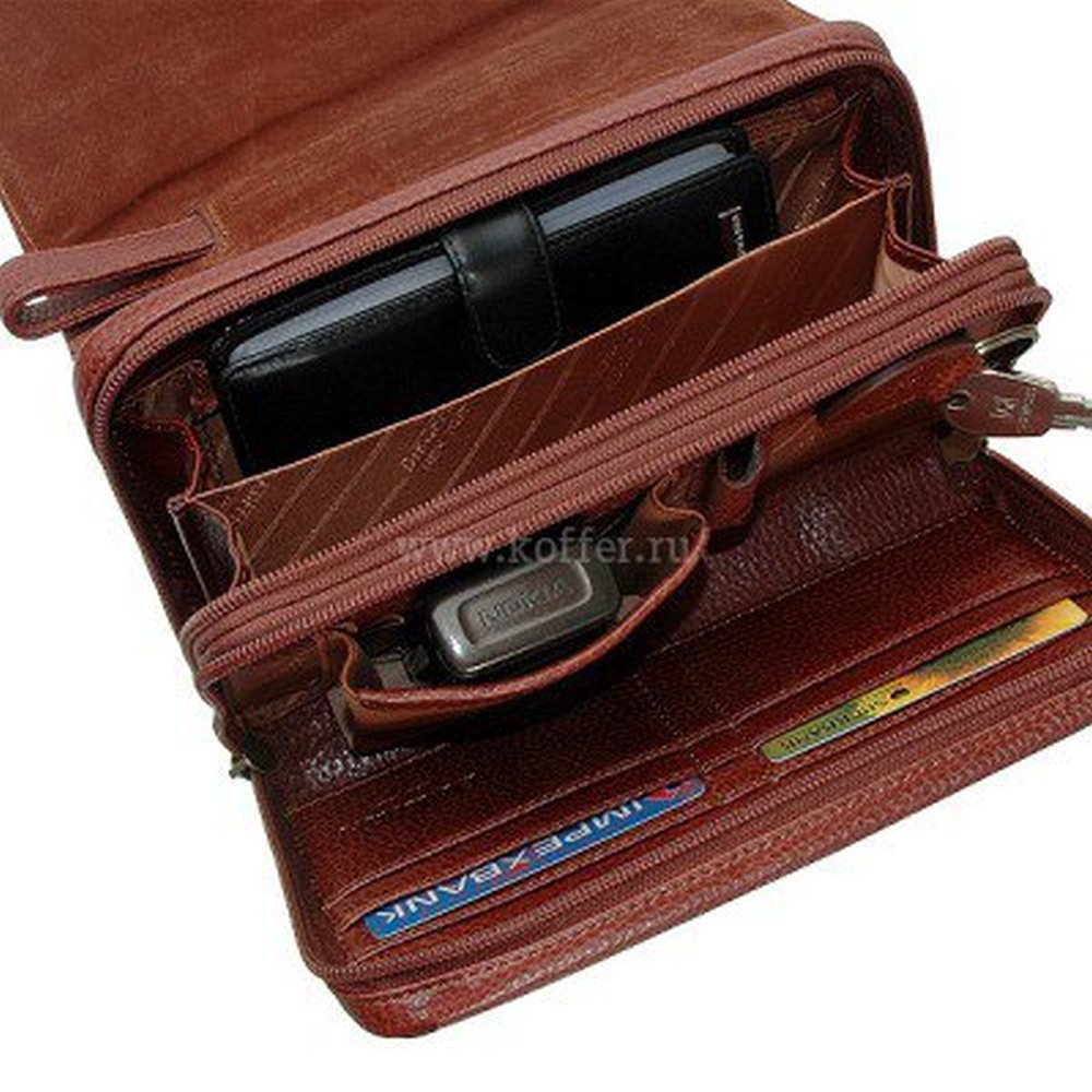 Сумка барсетка из натуральной кожи Dr. Koffer коричневая