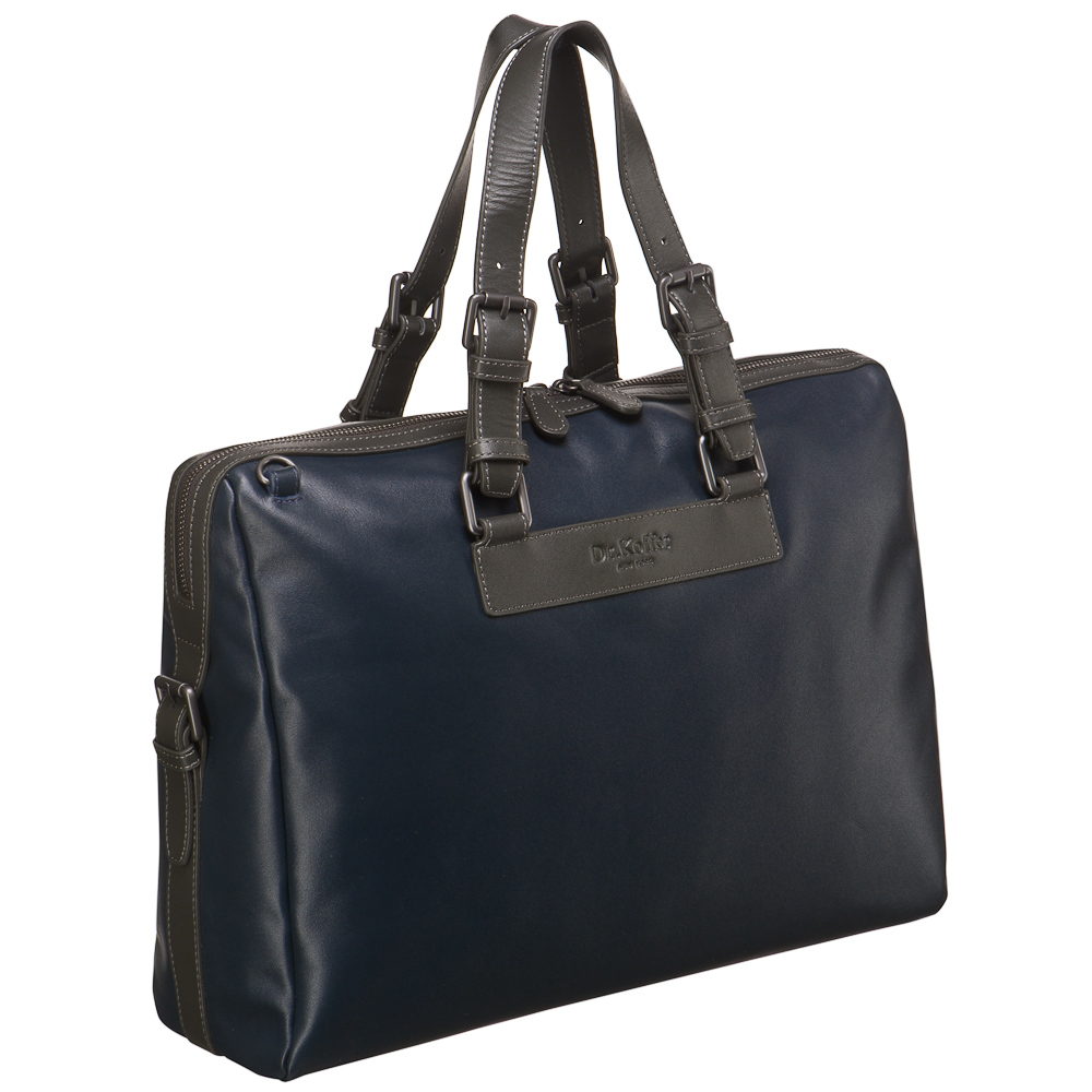 Деловая сумка Dr.Koffer из натуральной кожи синяя
