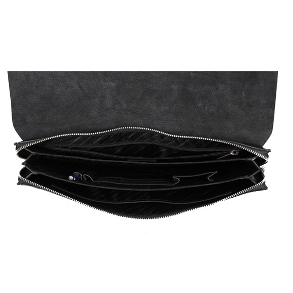 Папка для бумаг из черной кожи с обрезным краем на магнитах Dr.Koffer B402435-41-04