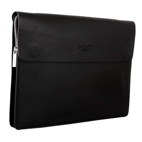 Папка для бумаг из черной кожи с обрезным краем на магнитах Dr.Koffer B402435-41-04