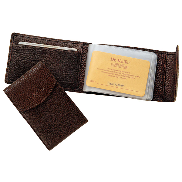 Визитница Dr.Koffer из натуральной кожи темно-коричневая
