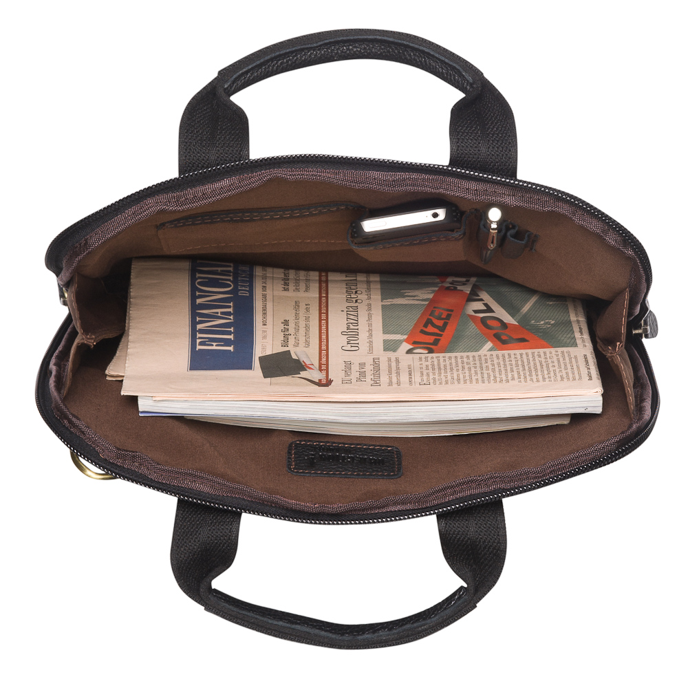 Деловая сумка Dr.Koffer из натуральной кожи черная