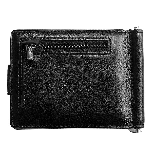 Зажим для купюр с отделением для монет из кожи черного цвета Dr.Koffer X510199-02-04