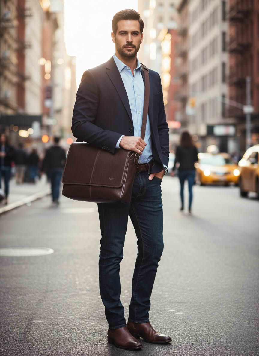 Деловая сумка Dr.Koffer из натуральной кожи коричневая										