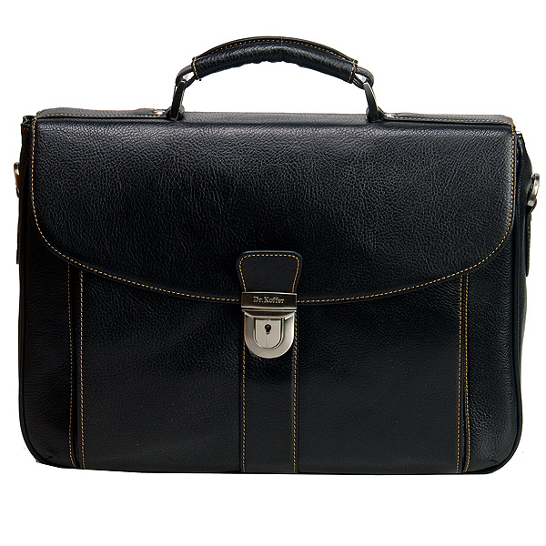 Прямоугольный портфель с папкой для ноутбука и набором мини-инструментов (черного цвета) Dr.Koffer B500040-02-04