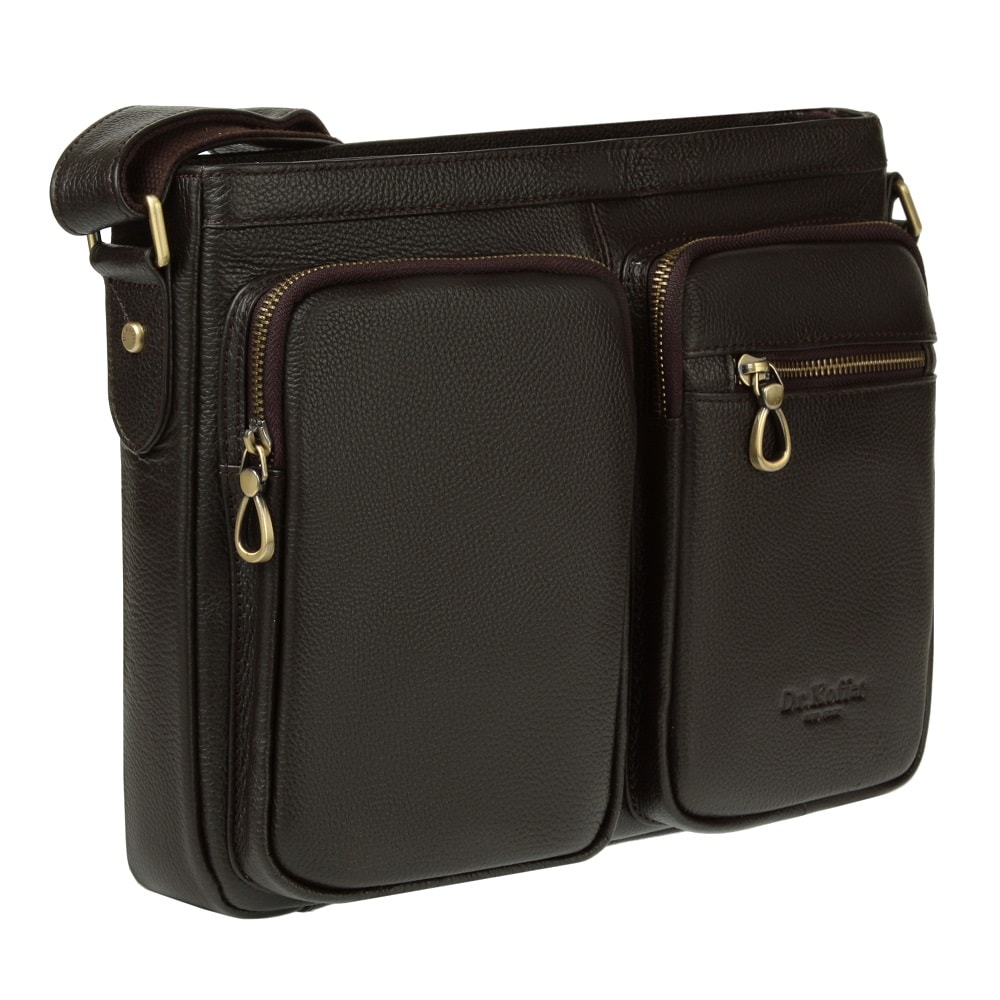 Деловая сумка Dr.Koffer из натуральной кожи темно-коричневая
