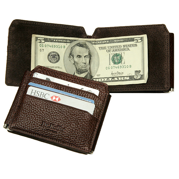 Зажим для денег Dr.Koffer из натуральной кожи коричневый