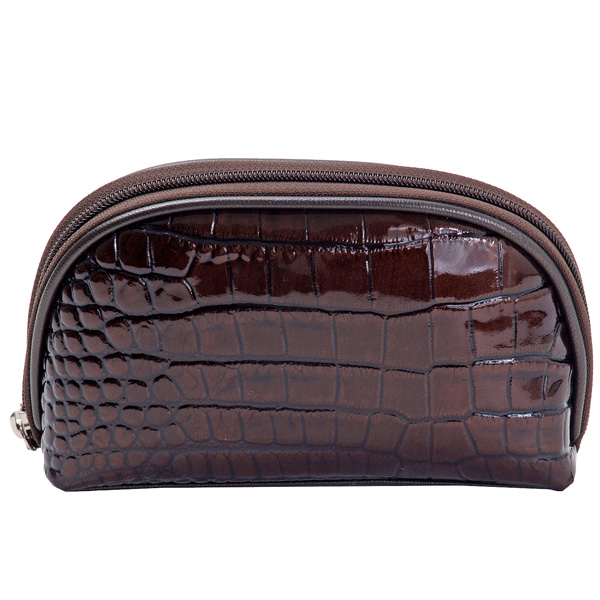 Оригинальная темно-коричневая косметичка из лакированной кожи Dr.Koffer X510220-24-09