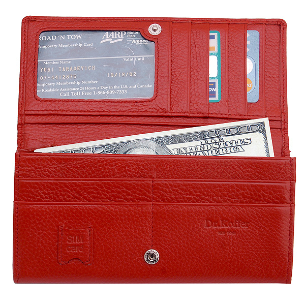 Красное портмоне-бюро на кнопке Dr.Koffer X510124-01-12