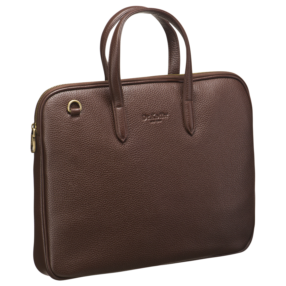 Деловая сумка Dr.Koffer из натуральной кожи темно-коричневая