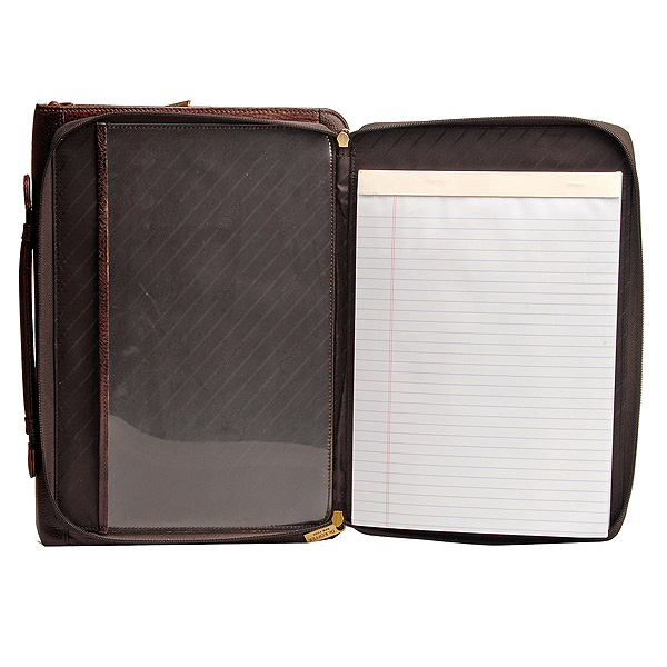 Папка темно-коричневого цвета на молнии с плоской ручкой и съемным плечевым ремнем Dr.Koffer G284310-02-09