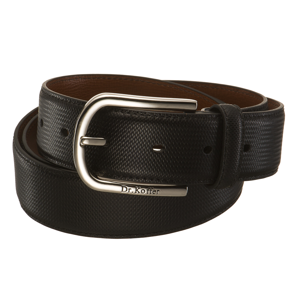 Ремень из рельефной кожи с закругленной пряжкой на винте Dr.Koffer R040V01120-153-04