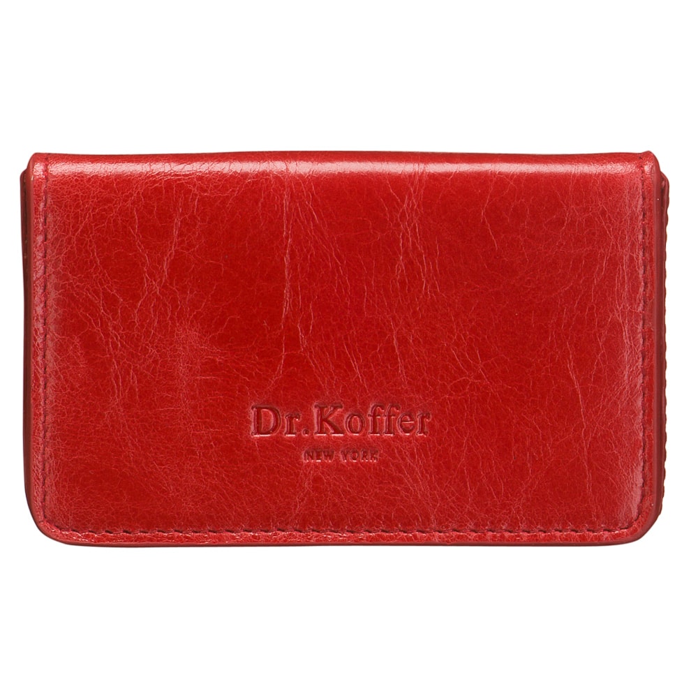 Красивая красного цвета визитница с внутренними файлами Dr.Koffer X510378-114-12