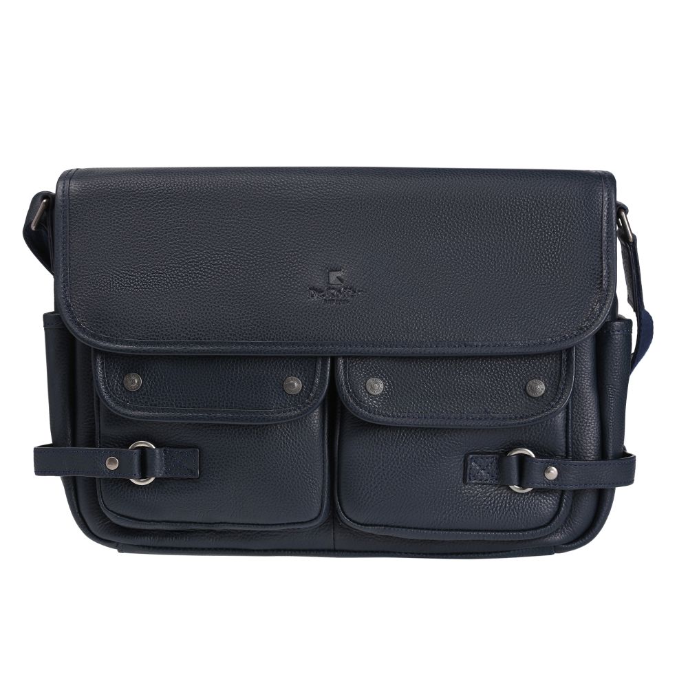 Деловая сумка Dr.Koffer из натуральной кожи синяя