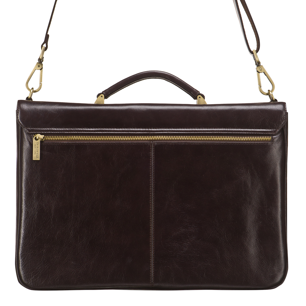 Портфель Dr.Koffer из натуральной кожи темно-коричневый