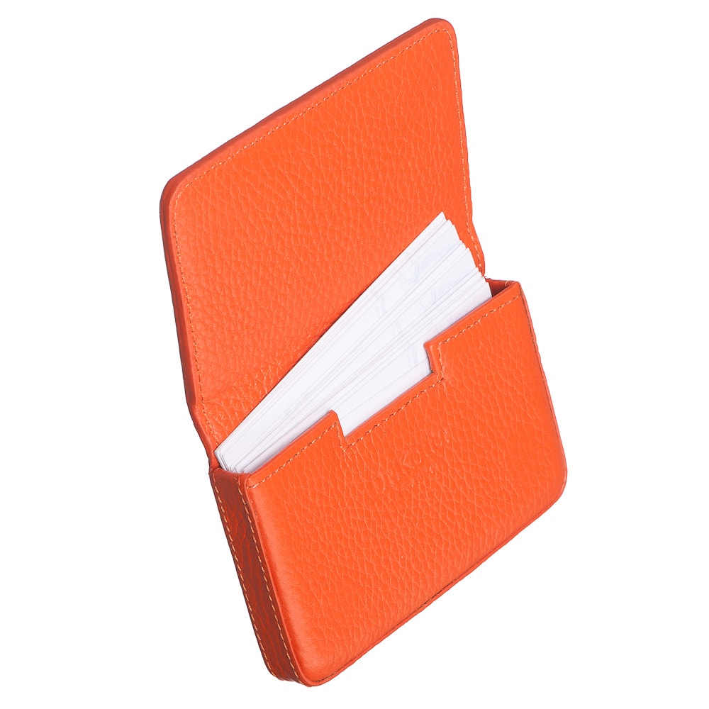 Визитница Dr.Koffer из натуральной кожи оранжевая