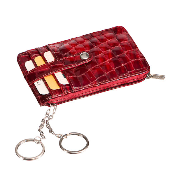 Ключница из лакированной тисненой кожи на застежке-молнии Dr.Koffer X510321-30-03