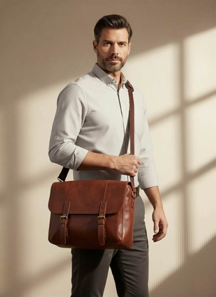 Портфель Dr.Koffer из натуральной кожи светло-коричневый