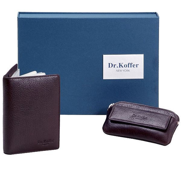Подарочный набор: обложка для документов и ключница коричневого цвета Dr.Koffer X510281-02-09