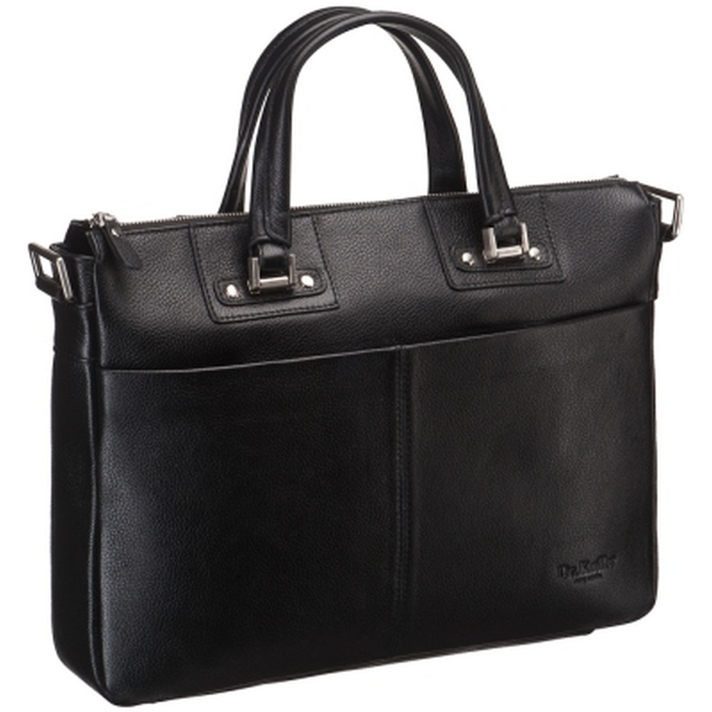 Черная кожаная мужская сумка со съемным плечевым ремнем Dr.Koffer B402388-220-04