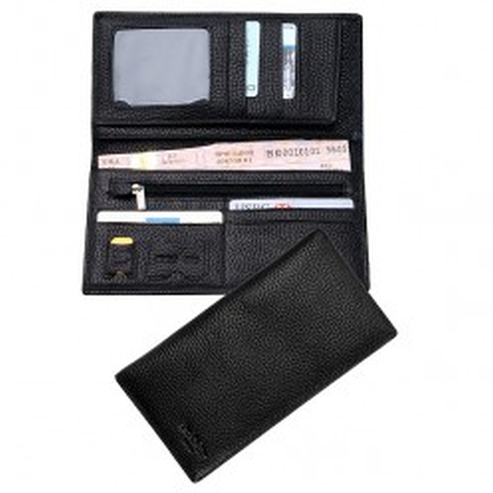 Черное портмоне с отделениями для пластиковых карт, купюр и монет Dr.Koffer X510240-02-04