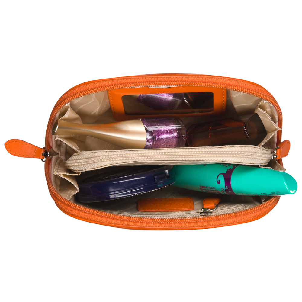 Косметичка Dr.Koffer из натуральной кожи оранжевая