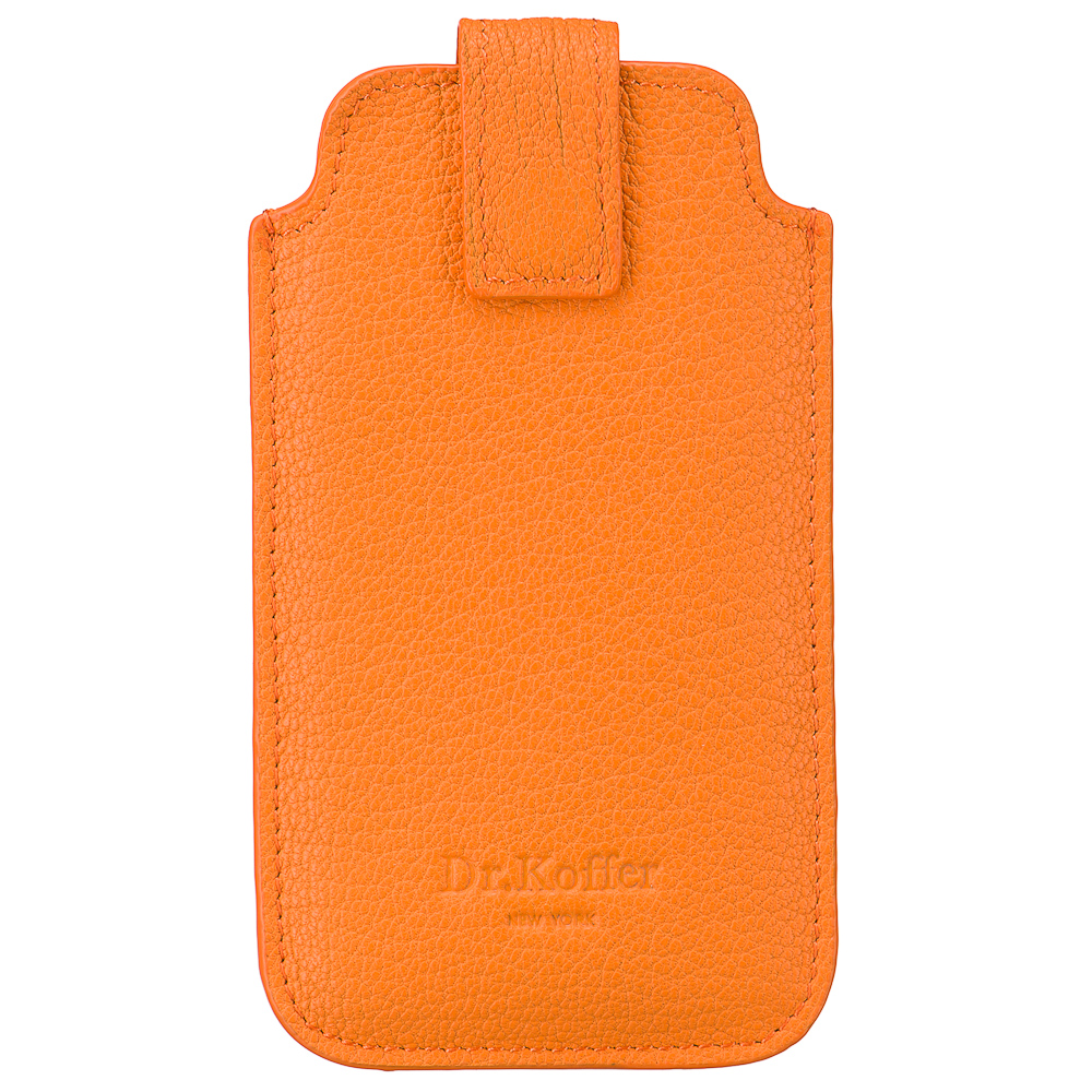 Чехол для телефона из натуральной кожи оранжевый Dr.Koffer
