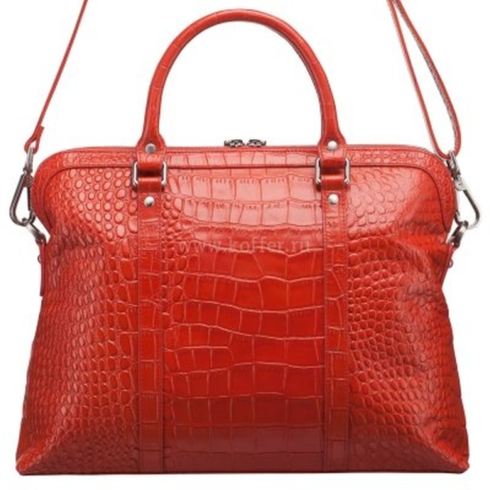 Женская вместительная сумка в винтажном стиле из красной текстурированной кожи Dr.Koffer B402493-171-12
