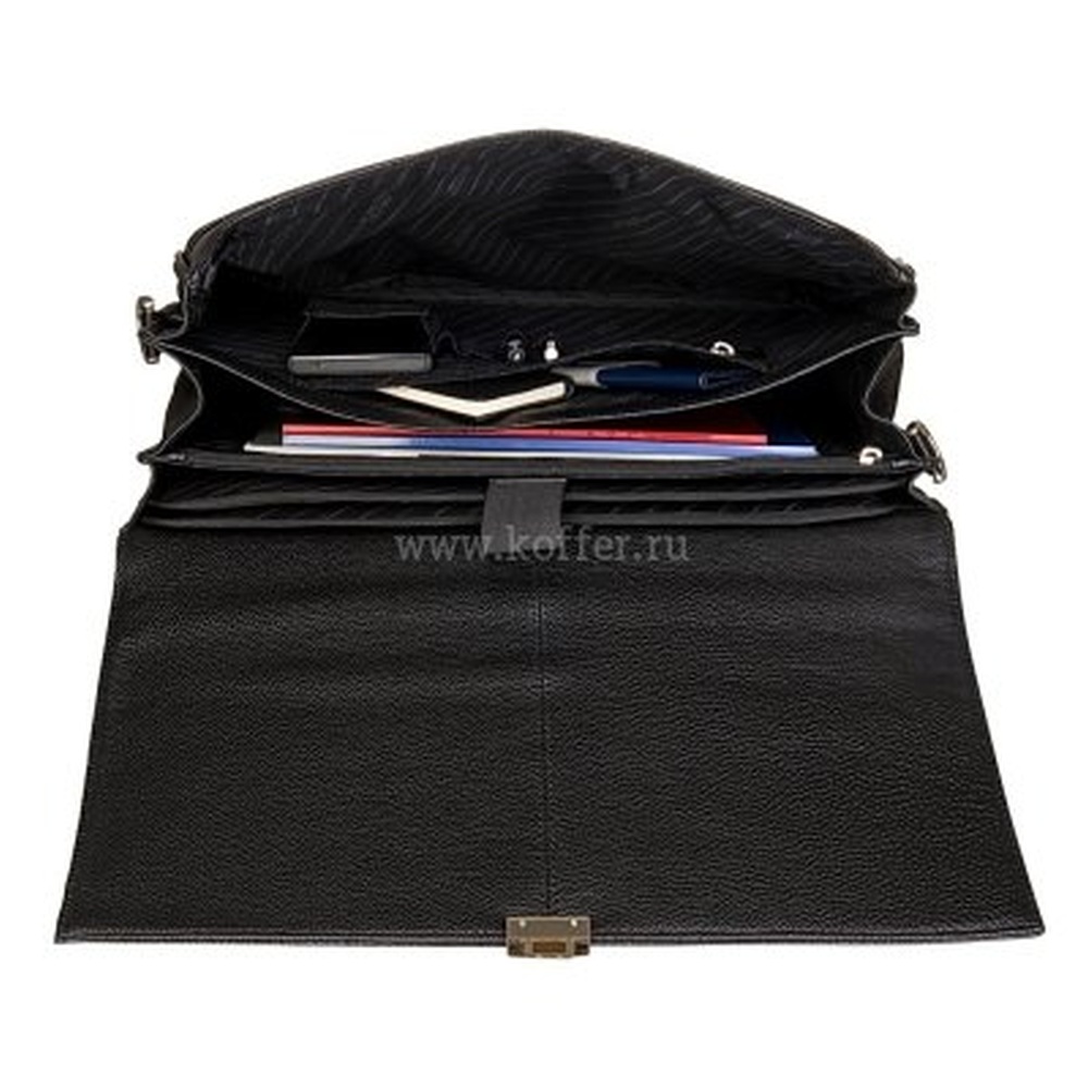 Стильный мужской портфель из зернистой кожи (черного цвета) Dr.Koffer B216180-02-04