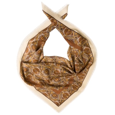 Женский шерстяной шарф с бежево-коричневым рисунком Dr.Koffer S810455-135-61