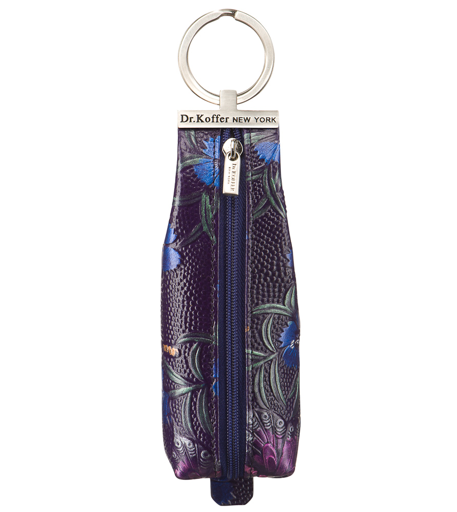 Элегантная синего цвета ключница, оформленная цветочными принтами Dr.Koffer X510226-183-60