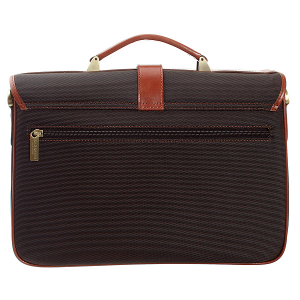 Тканевый портфель с кожаными вставками и бронзовой фурнитурой Dr.Koffer P402158-35-04