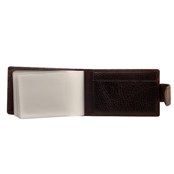 Визитница на кнопке из крокодиловой кожи коричневого цвета Dr.Koffer X510151-102-09