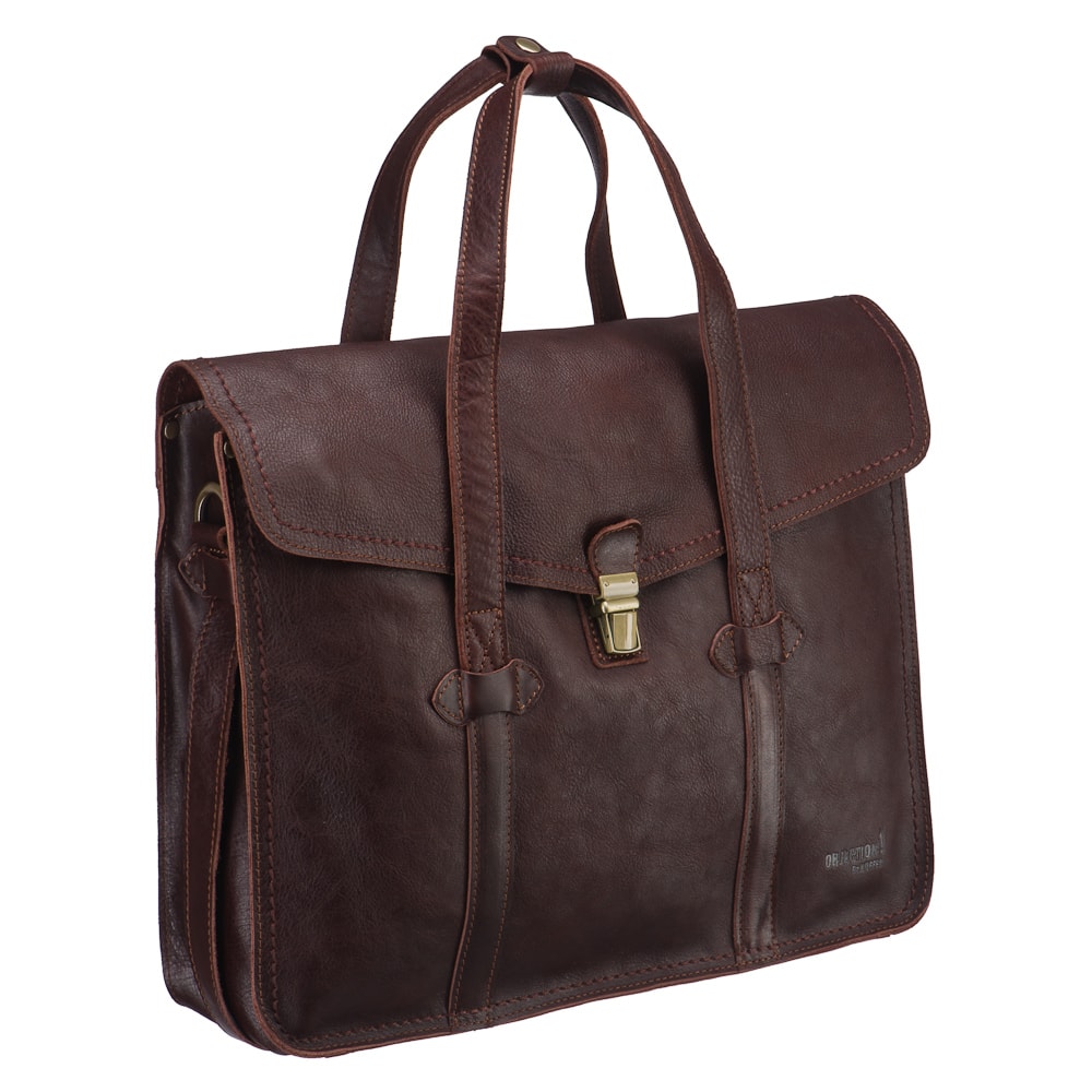 Деловая сумка Dr.Koffer из натуральной кожи темно-коричневая