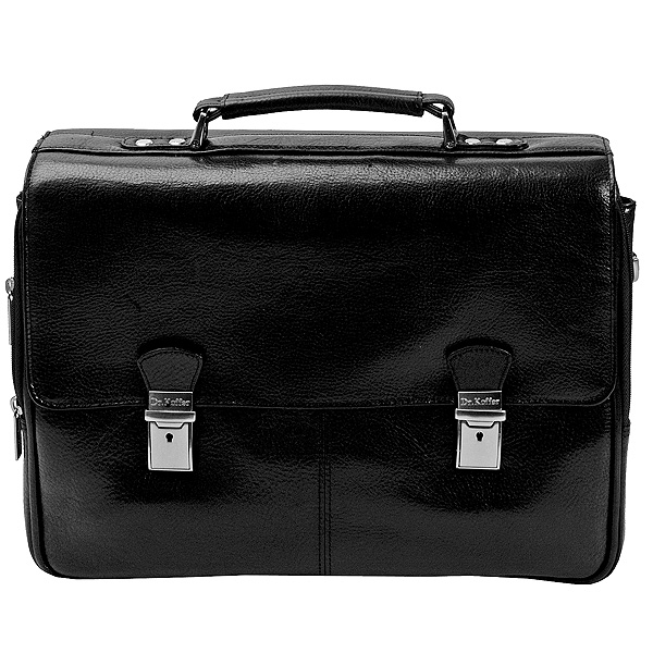 Функциональный портфель на застежках с 3-мя секциями (черного цвета) Dr.Koffer P281270-02-04