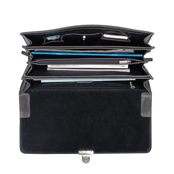 Портфель Dr.Koffer из натуральной кожи серый